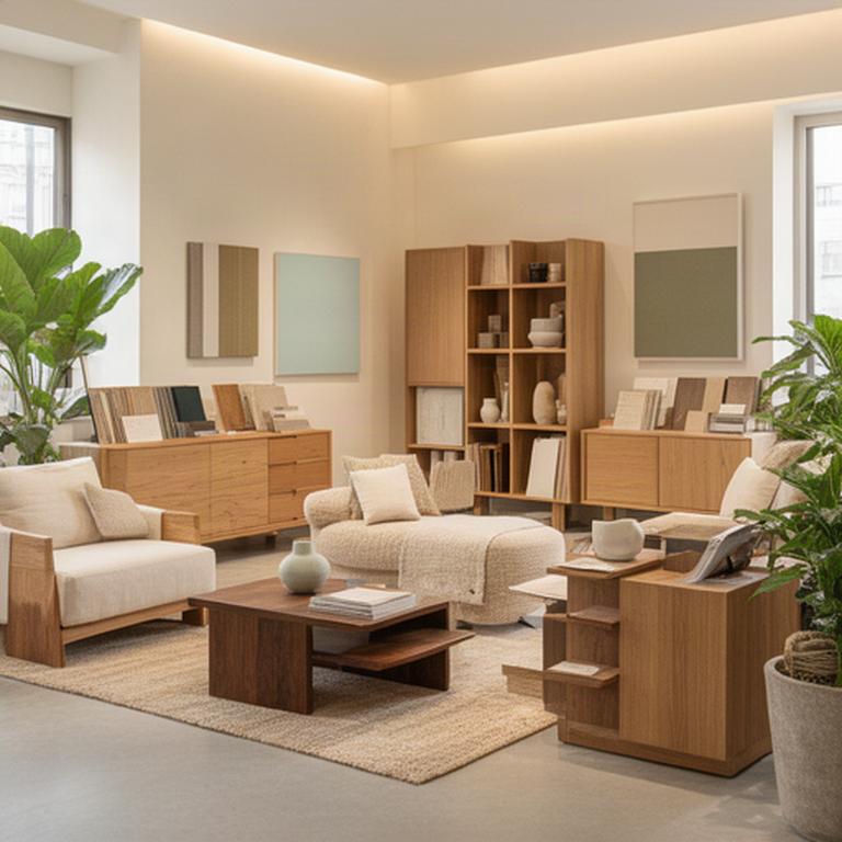 Interno luminoso dello showroom di A1 Casa Trento con arredi in legno e tessuti naturali